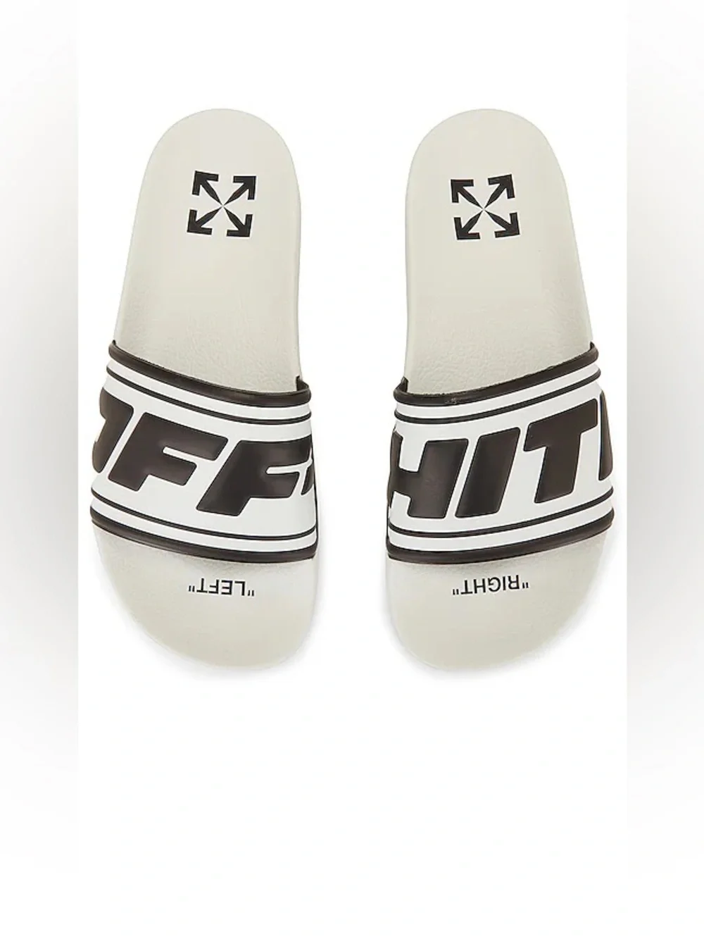OFFWHITE Men’s Logo Pool White & Black Faux leather upper w/ rubber sole Slider